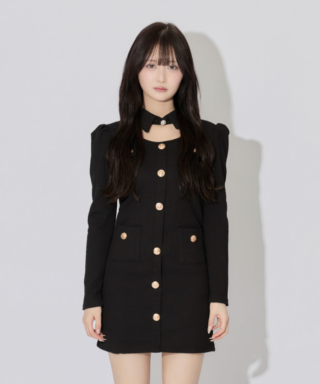 Cutout Pleated Mini Dress / カットアウトプリーツミニワンピース