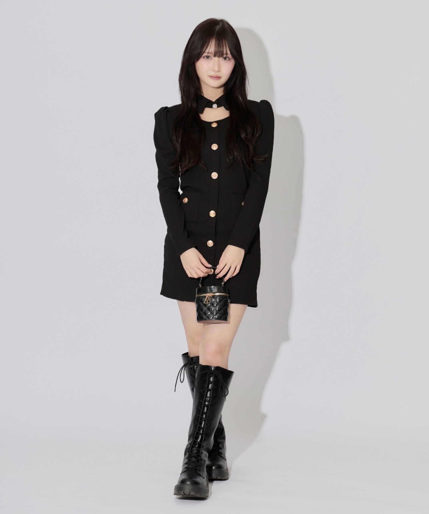 Cutout Pleated Mini Dress / カットアウトプリーツミニワンピース