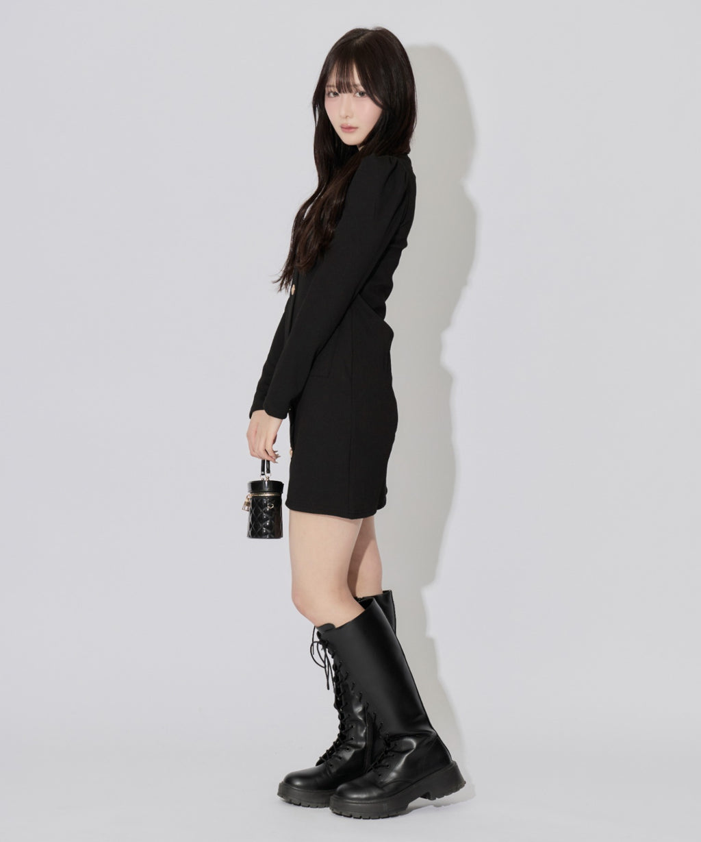 Cutout Pleated Mini Dress / カットアウトプリーツミニワンピース