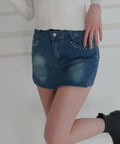 Denim Studded Mini Skirt Pants / デニムスタッズミニスカートパンツ