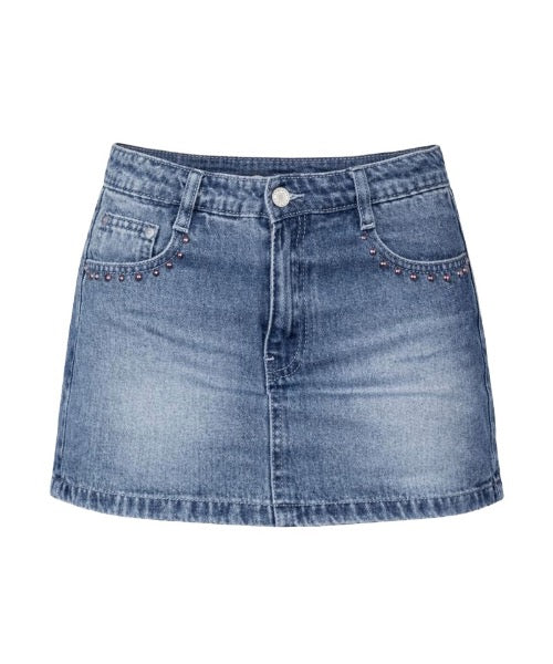 Denim Studded Mini Skirt Pants / デニムスタッズミニスカートパンツ