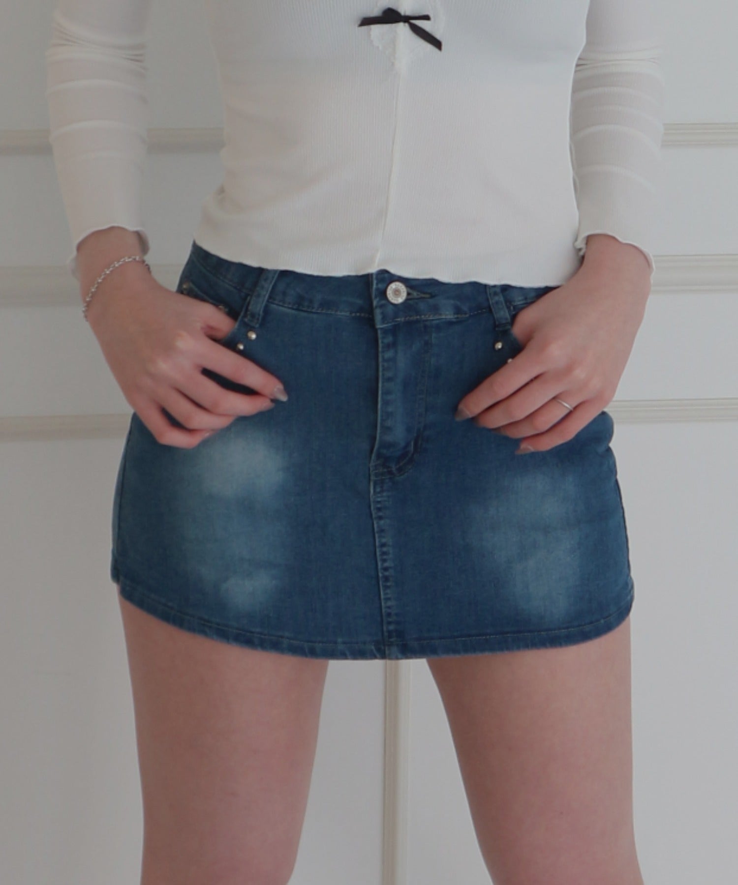 Denim Studded Mini Skirt Pants / デニムスタッズミニスカートパンツ