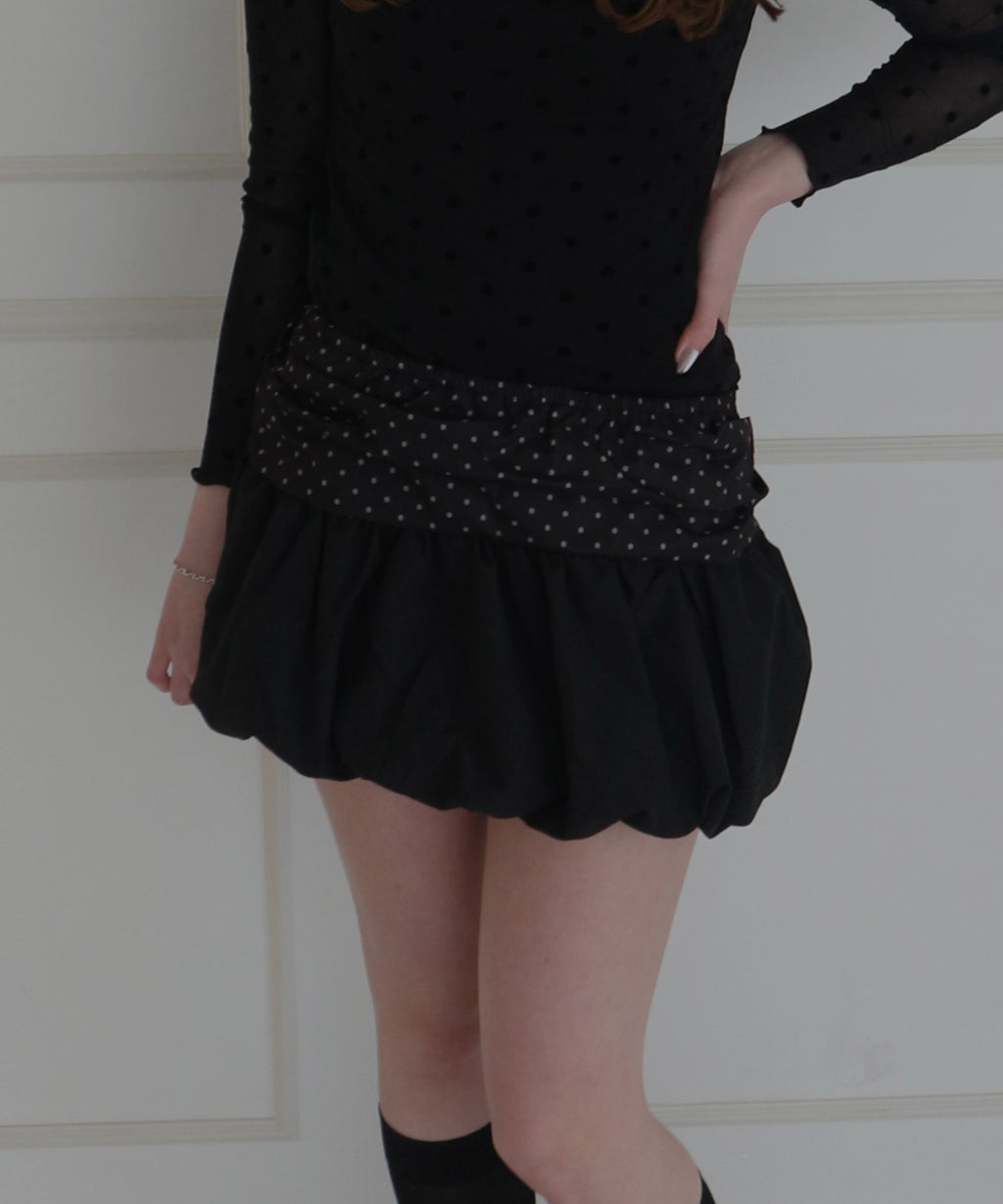 Chiffon Dot Balloon Skirt / シフォンドットバルーンスカート