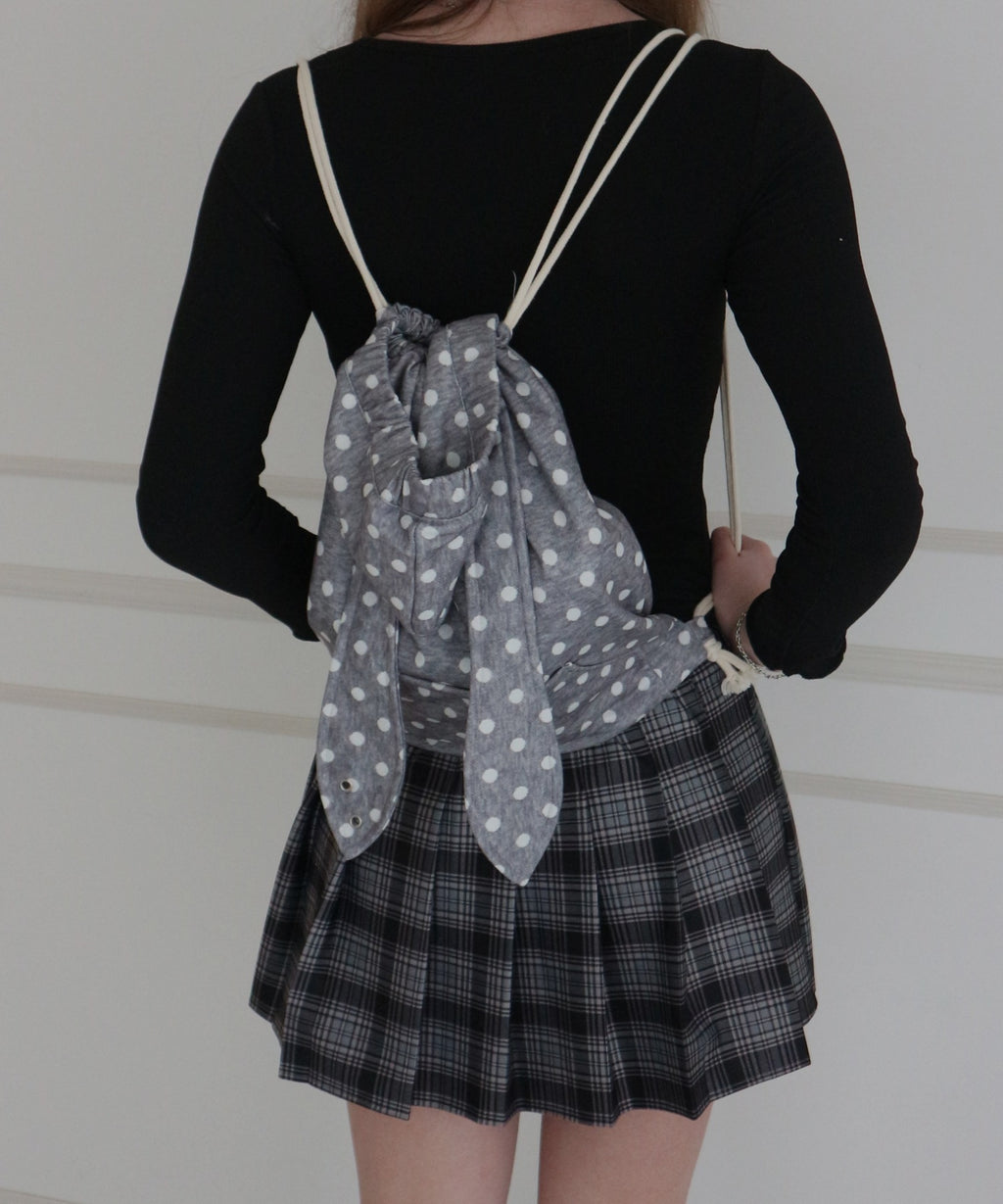 Rabbit Motif Dot Knapsack / うさぎモチーフドットナップサック