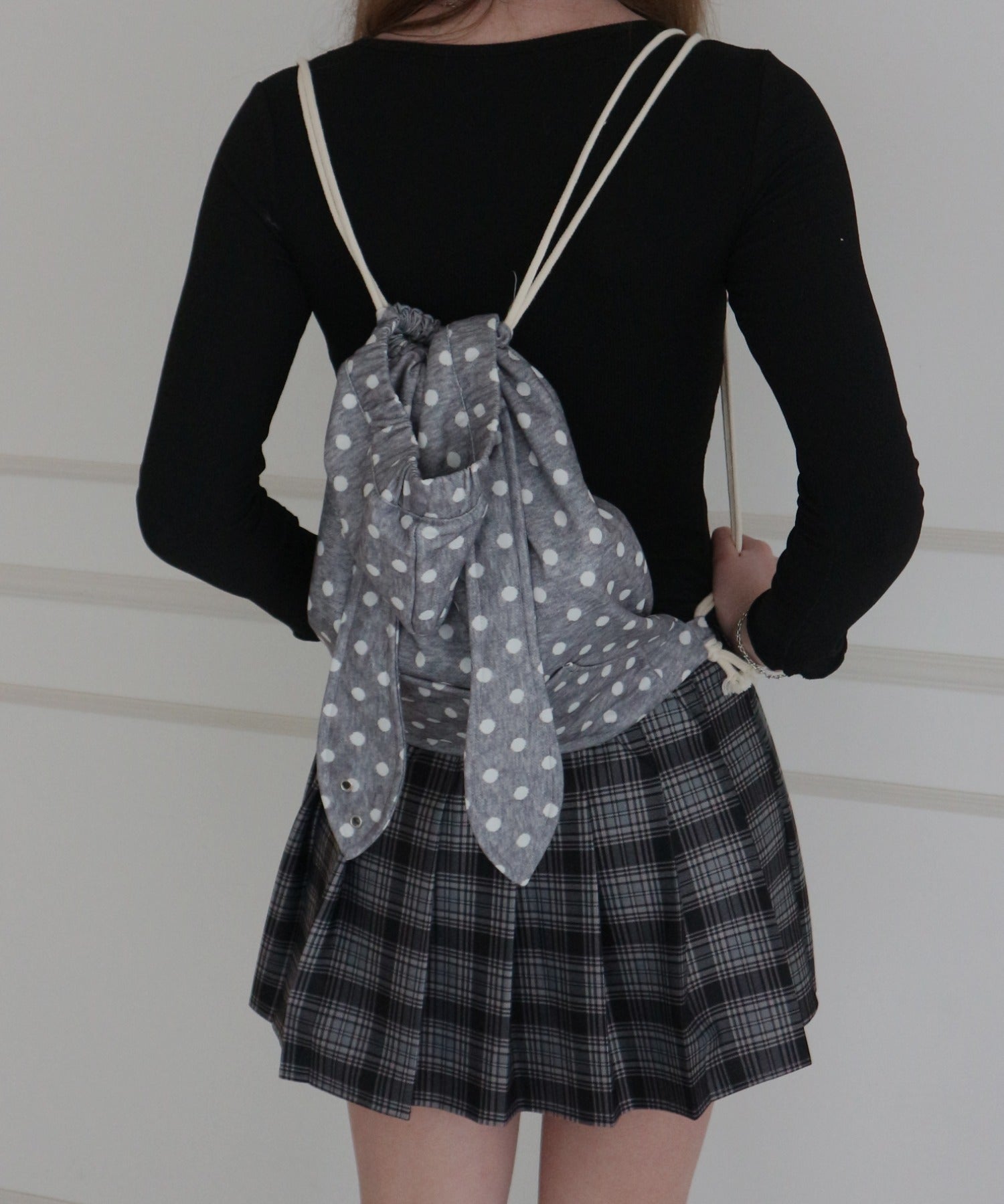 Rabbit Motif Dot Knapsack / うさぎモチーフドットナップサック