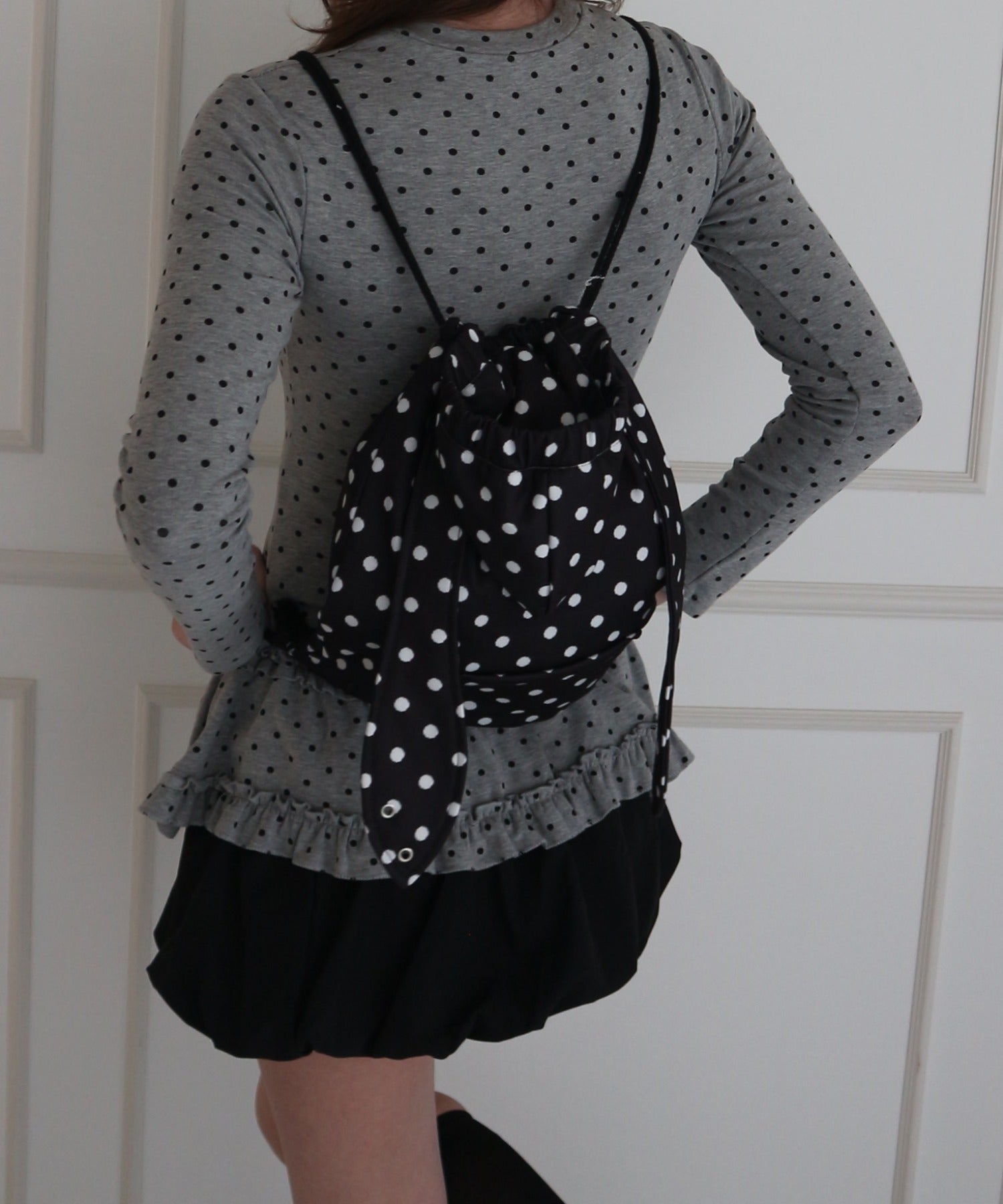 Rabbit Motif Dot Knapsack / うさぎモチーフドットナップサック