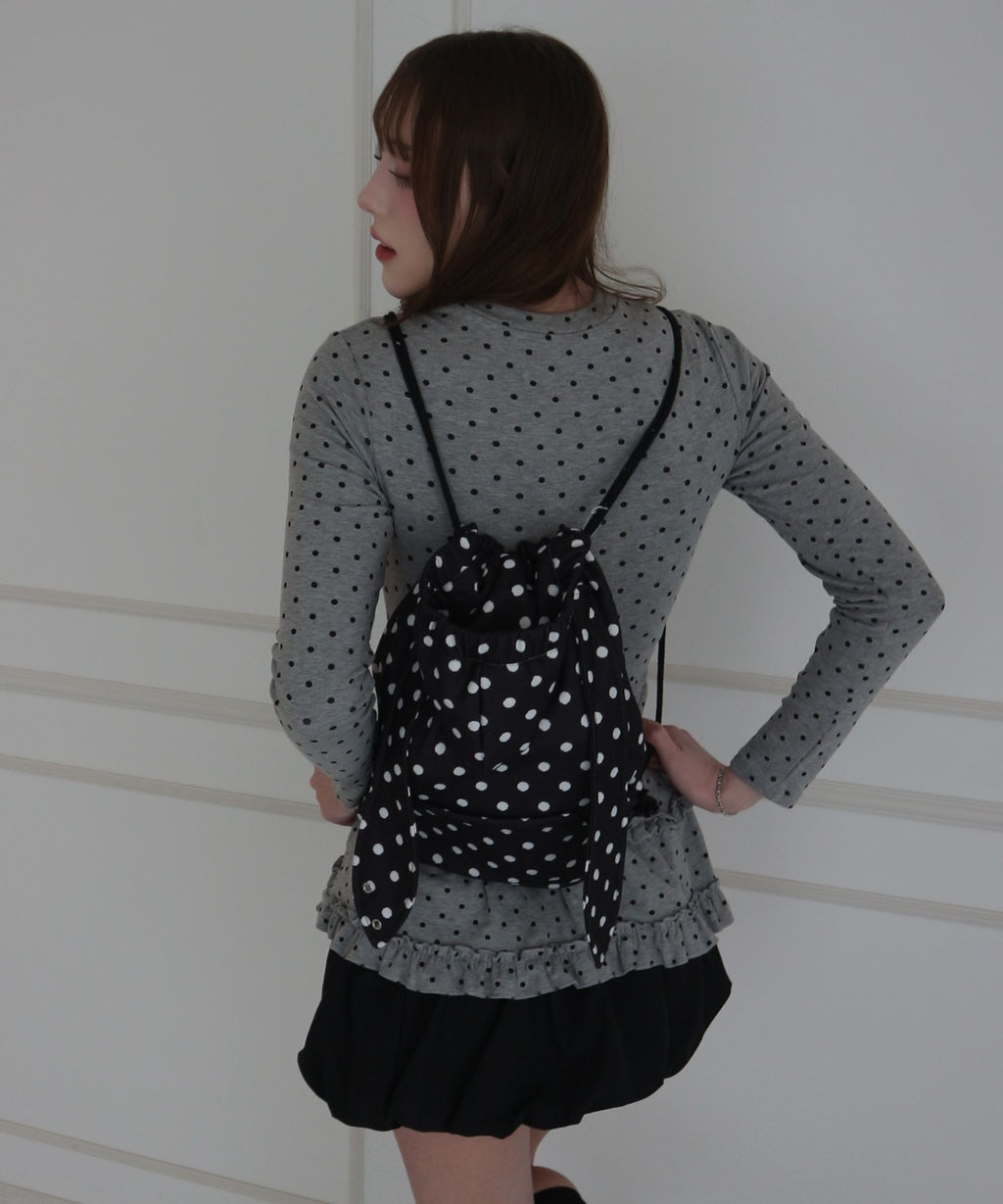 Rabbit Motif Dot Knapsack / うさぎモチーフドットナップサック