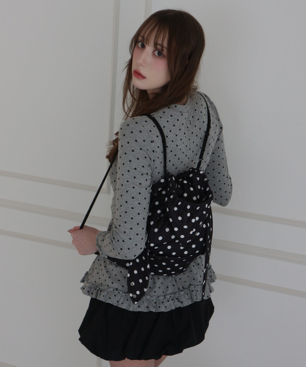 Rabbit Motif Dot Knapsack / うさぎモチーフドットナップサック