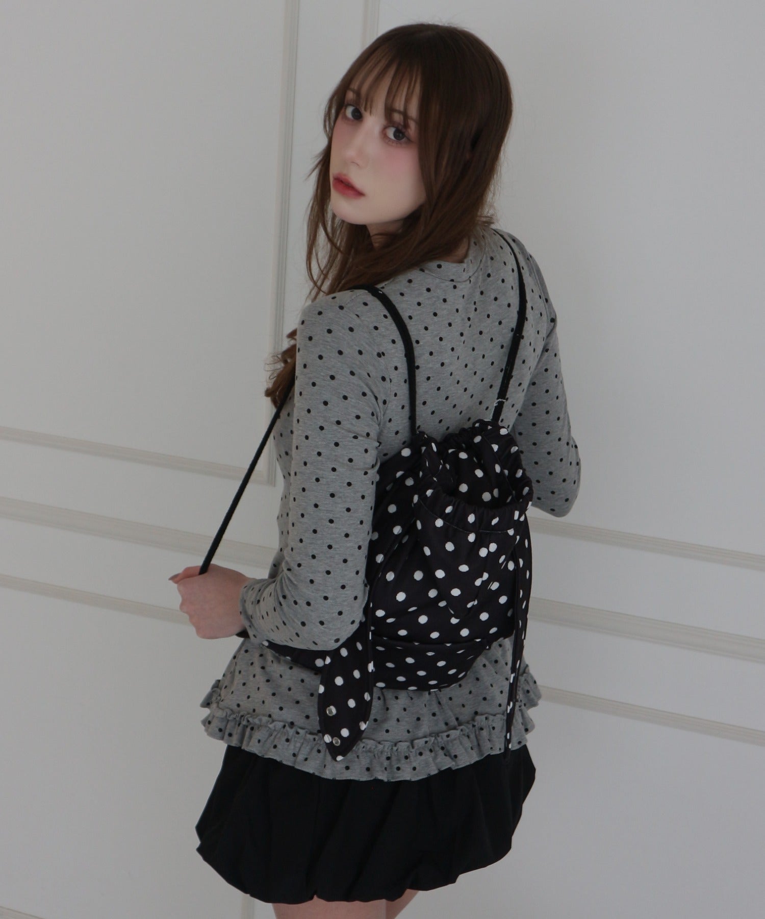 Rabbit Motif Dot Knapsack / うさぎモチーフドットナップサック