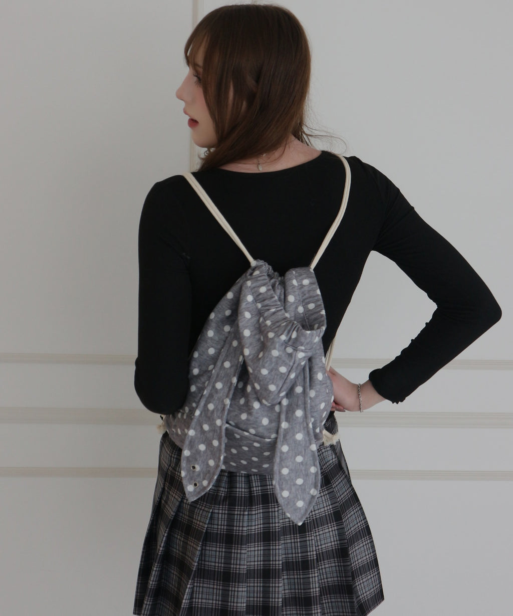 Rabbit Motif Dot Knapsack / うさぎモチーフドットナップサック