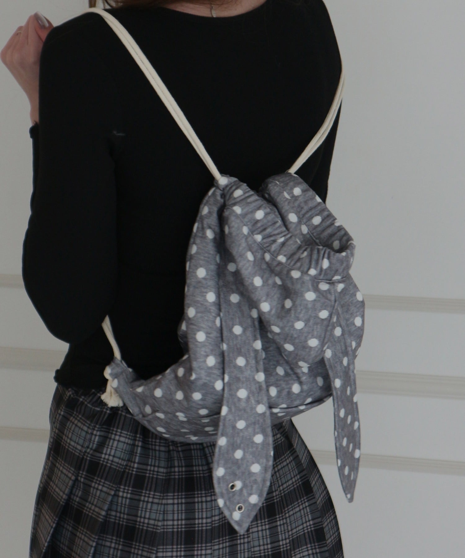 Rabbit Motif Dot Knapsack / うさぎモチーフドットナップサック