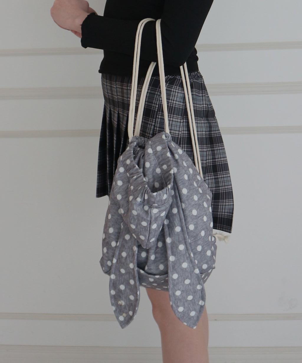 Rabbit Motif Dot Knapsack / うさぎモチーフドットナップサック