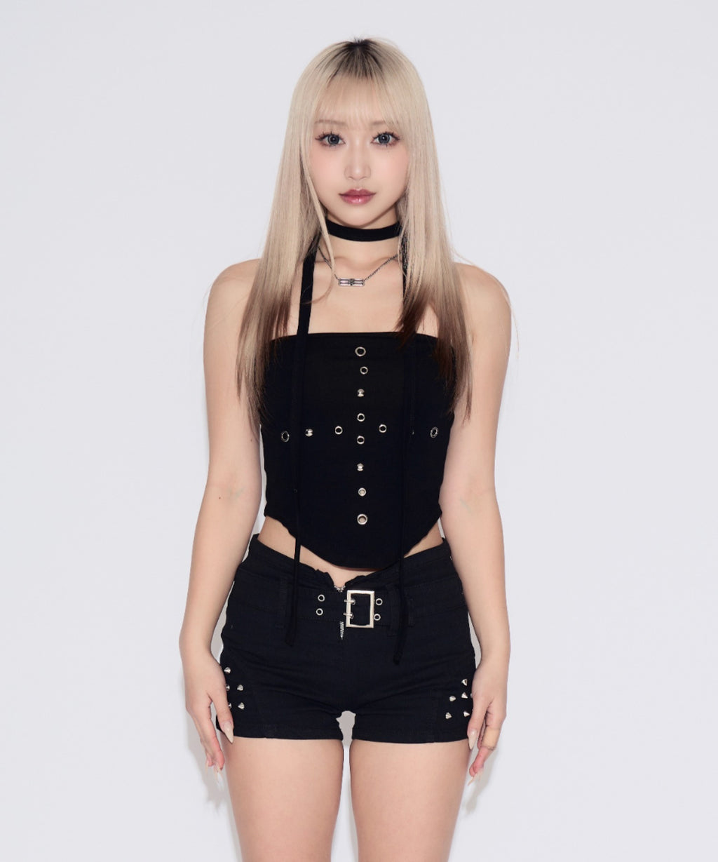 Studded Hole Tube Top / スタッズホールチューブトップ カップ付