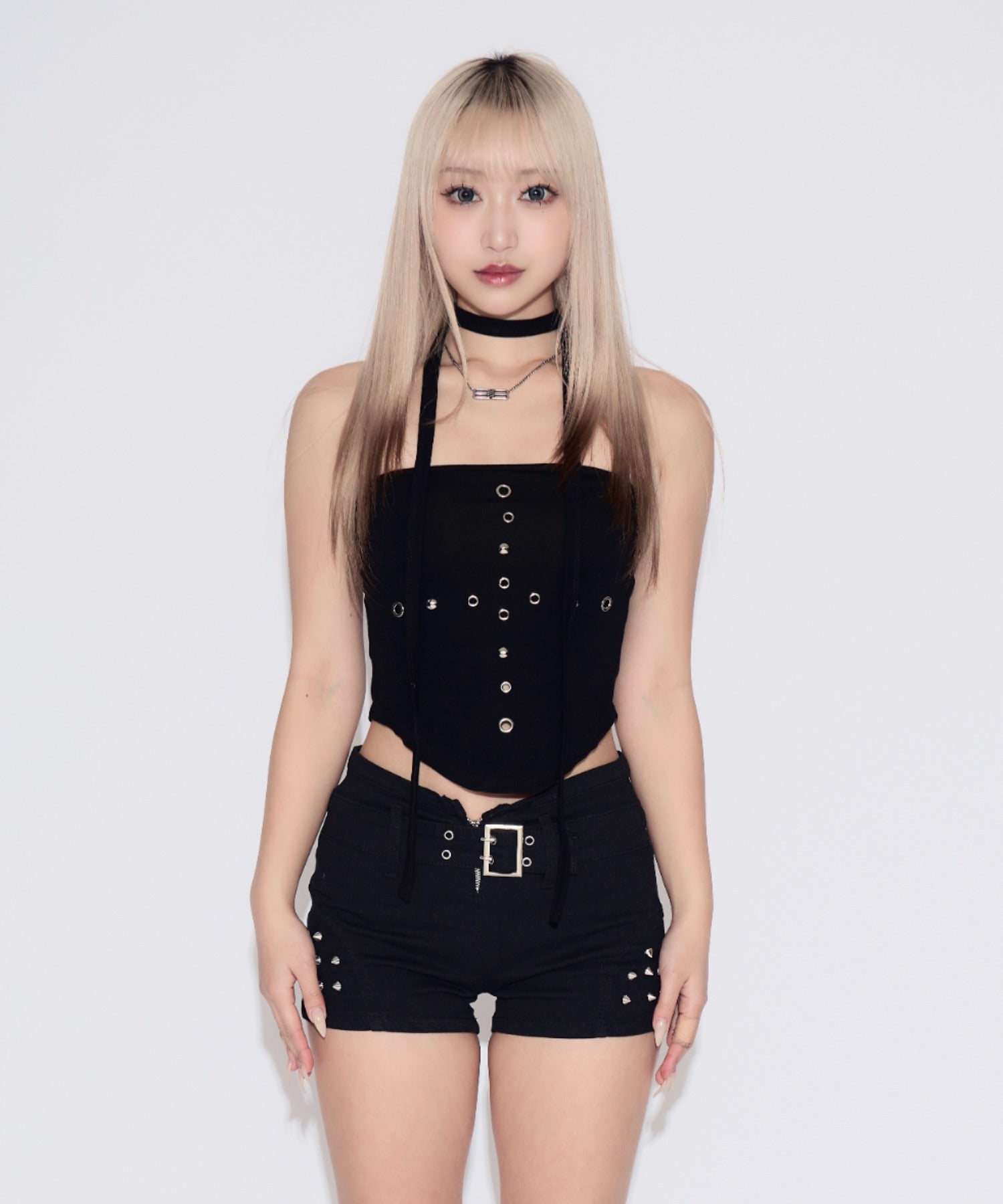 Studded Hole Tube Top / スタッズホールチューブトップ カップ付