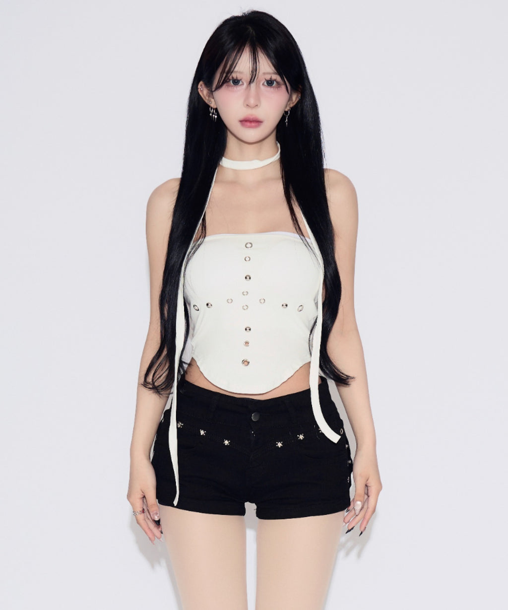 Studded Hole Tube Top / スタッズホールチューブトップ カップ付
