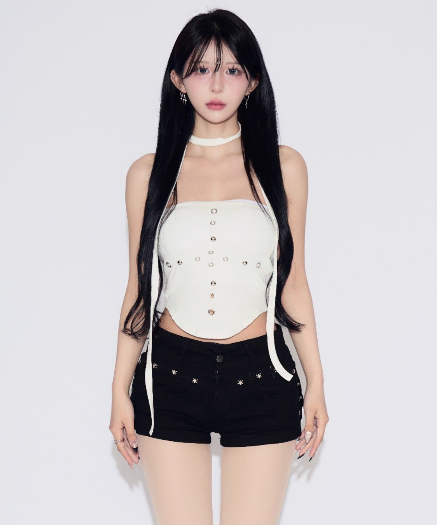 Studded Hole Tube Top / スタッズホールチューブトップ カップ付