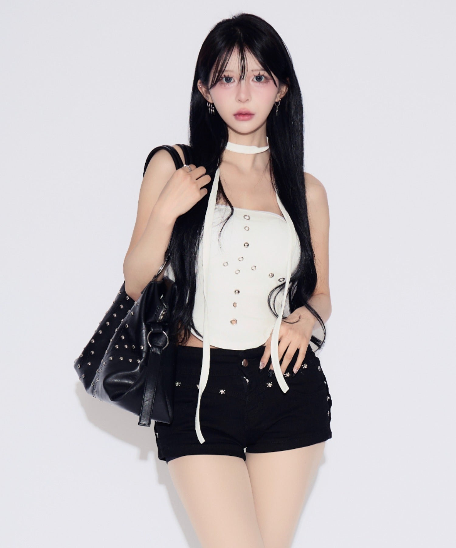 Studded Hole Tube Top / スタッズホールチューブトップ カップ付