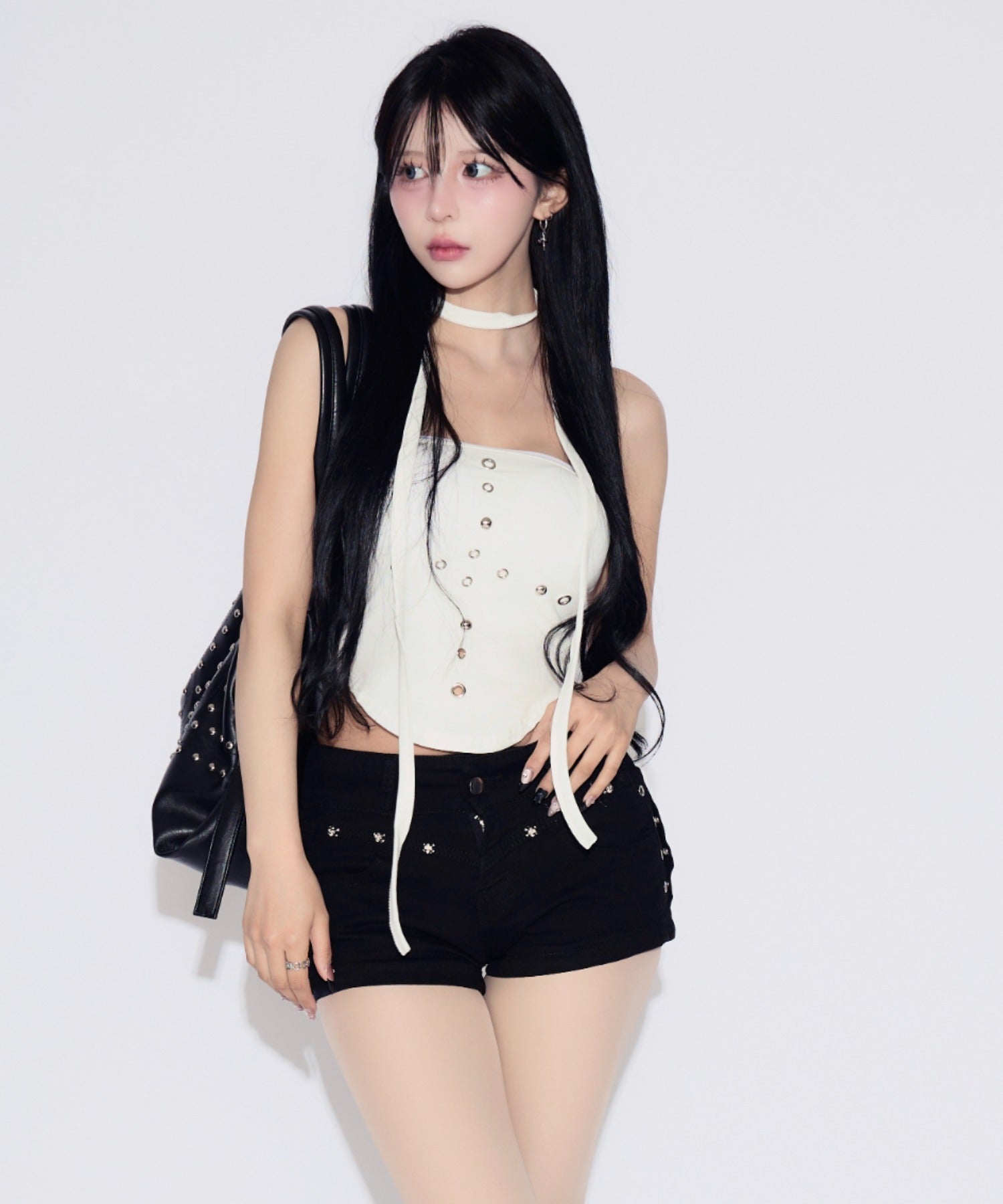 Studded Hole Tube Top / スタッズホールチューブトップ カップ付