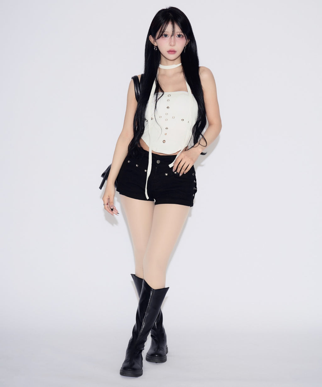 Studded Hole Tube Top / スタッズホールチューブトップ カップ付