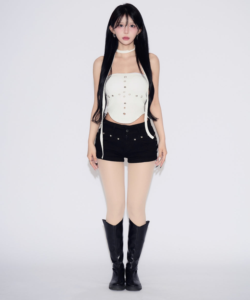 Studded Hole Tube Top / スタッズホールチューブトップ カップ付