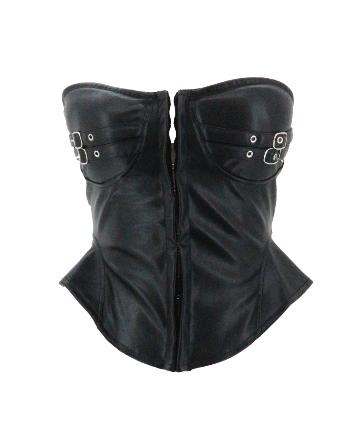 Belted Faux Leather Tube Top / ベルト付きフェイクレザーチューブトップ カップ付