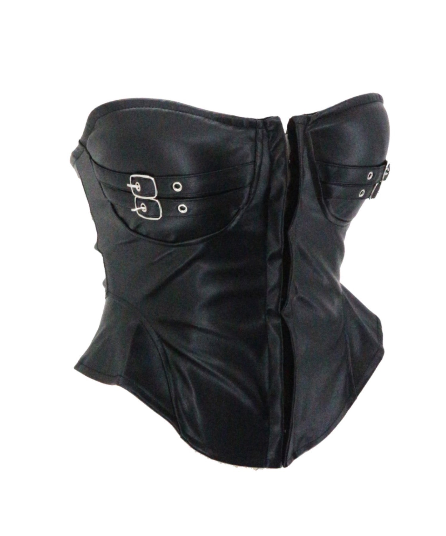 Belted Faux Leather Tube Top / ベルト付きフェイクレザーチューブトップ カップ付