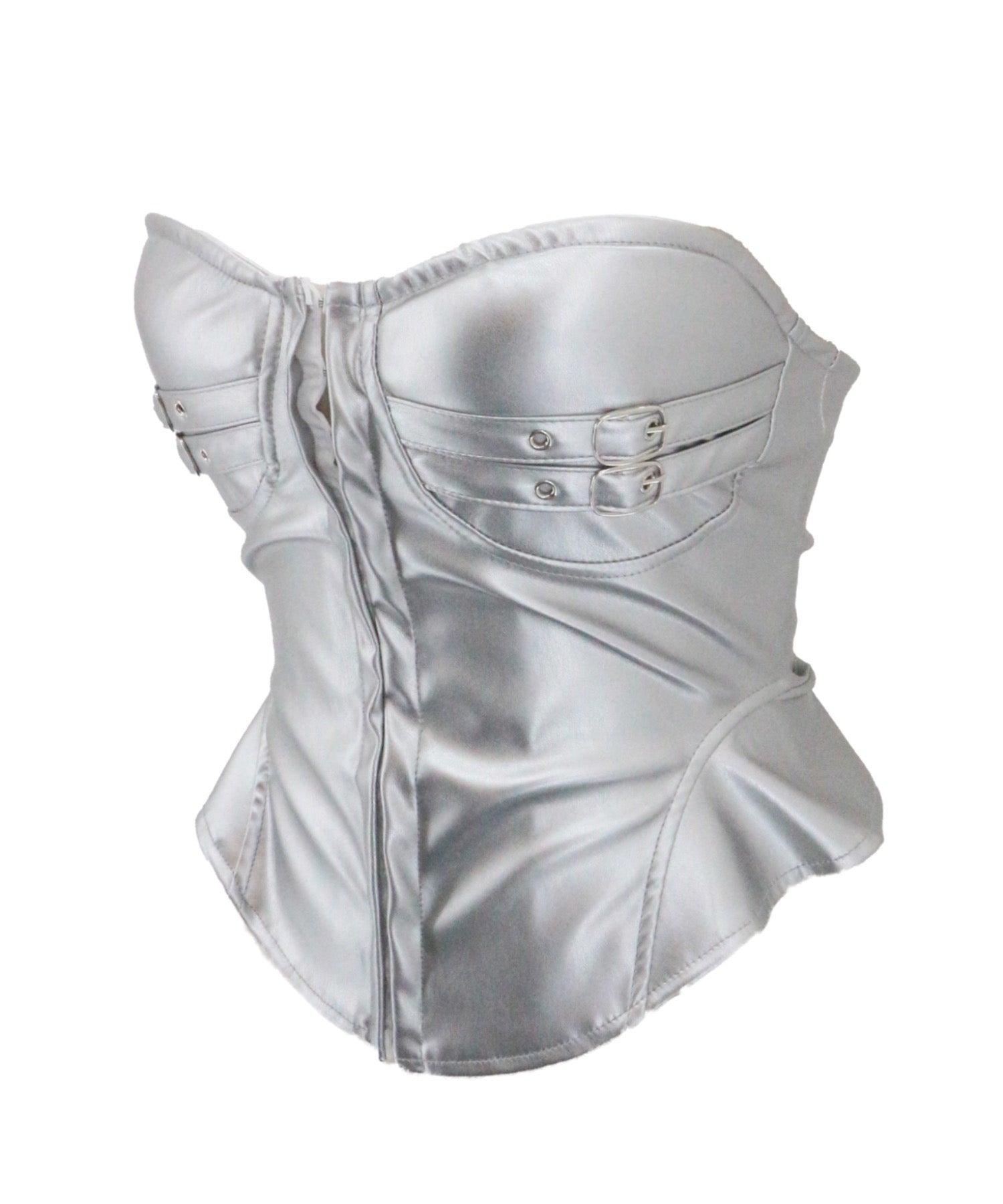 Belted Faux Leather Tube Top / ベルト付きフェイクレザーチューブトップ カップ付
