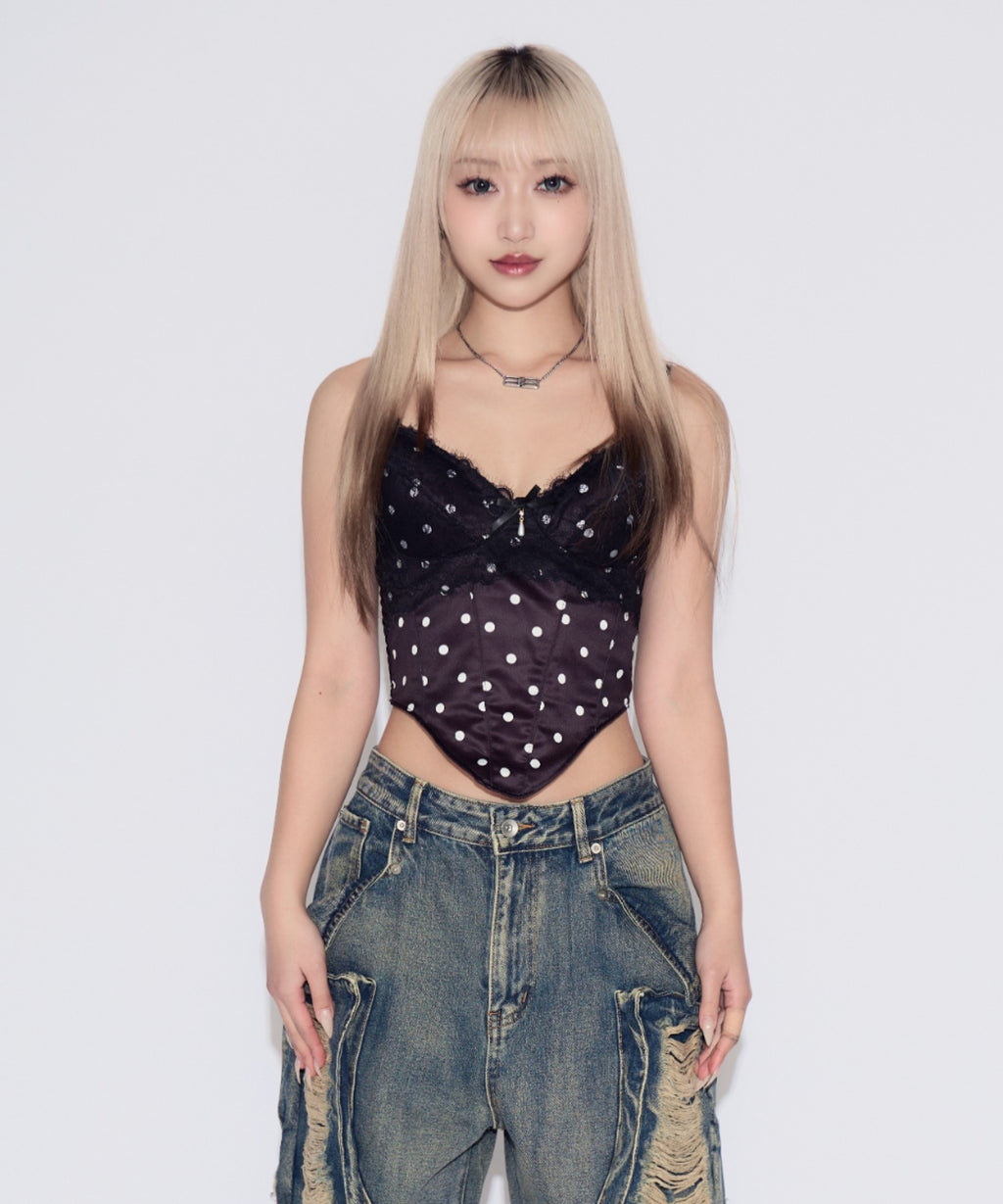 Dot Lace Camisole / ドットレースキャミソール カップ付