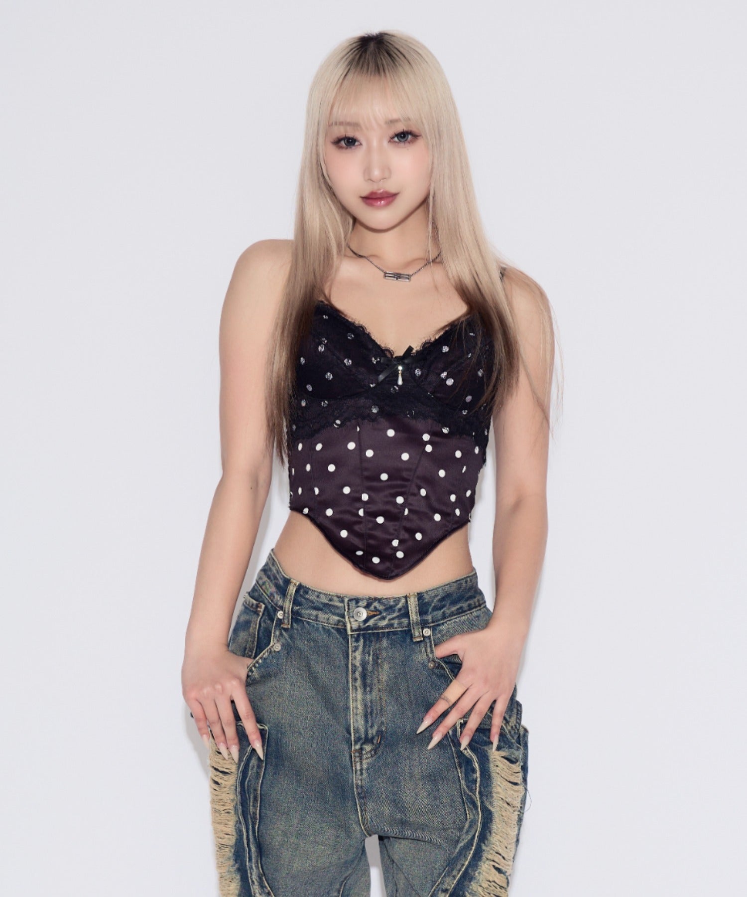 Dot Lace Camisole / ドットレースキャミソール カップ付