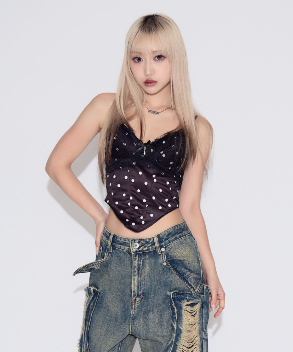 Dot Lace Camisole / ドットレースキャミソール カップ付