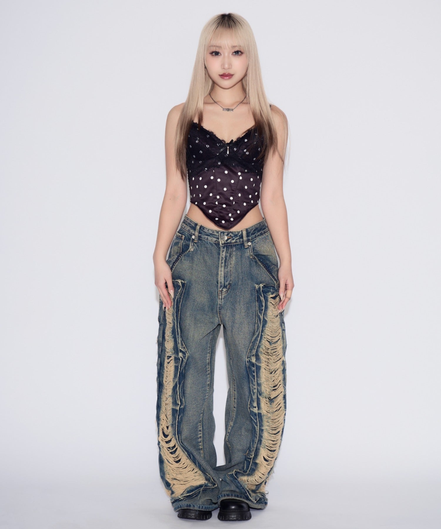 Dot Lace Camisole / ドットレースキャミソール カップ付