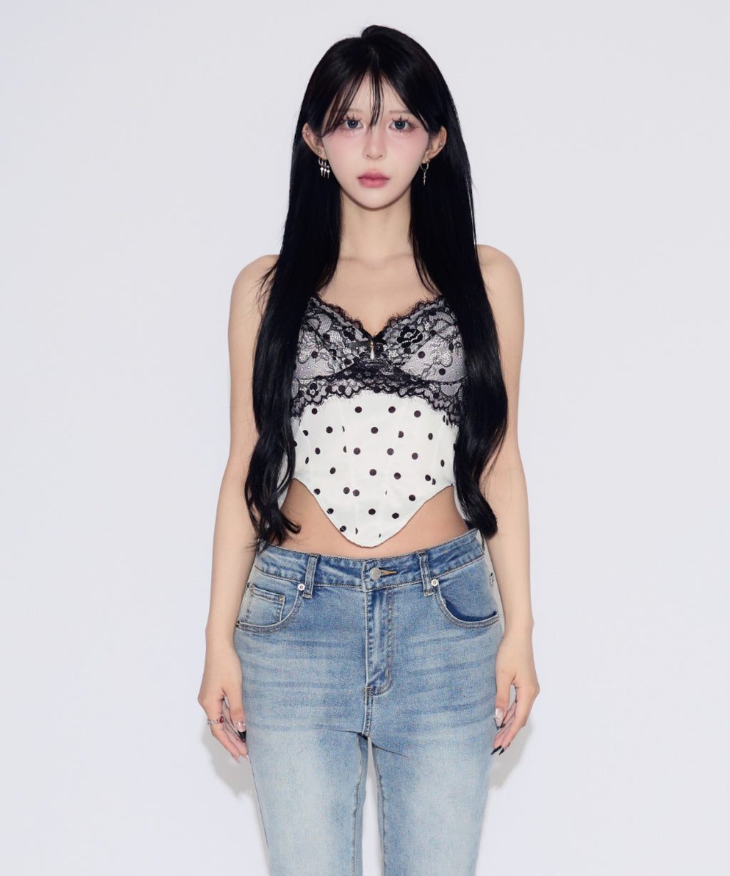 Dot Lace Camisole / ドットレースキャミソール カップ付
