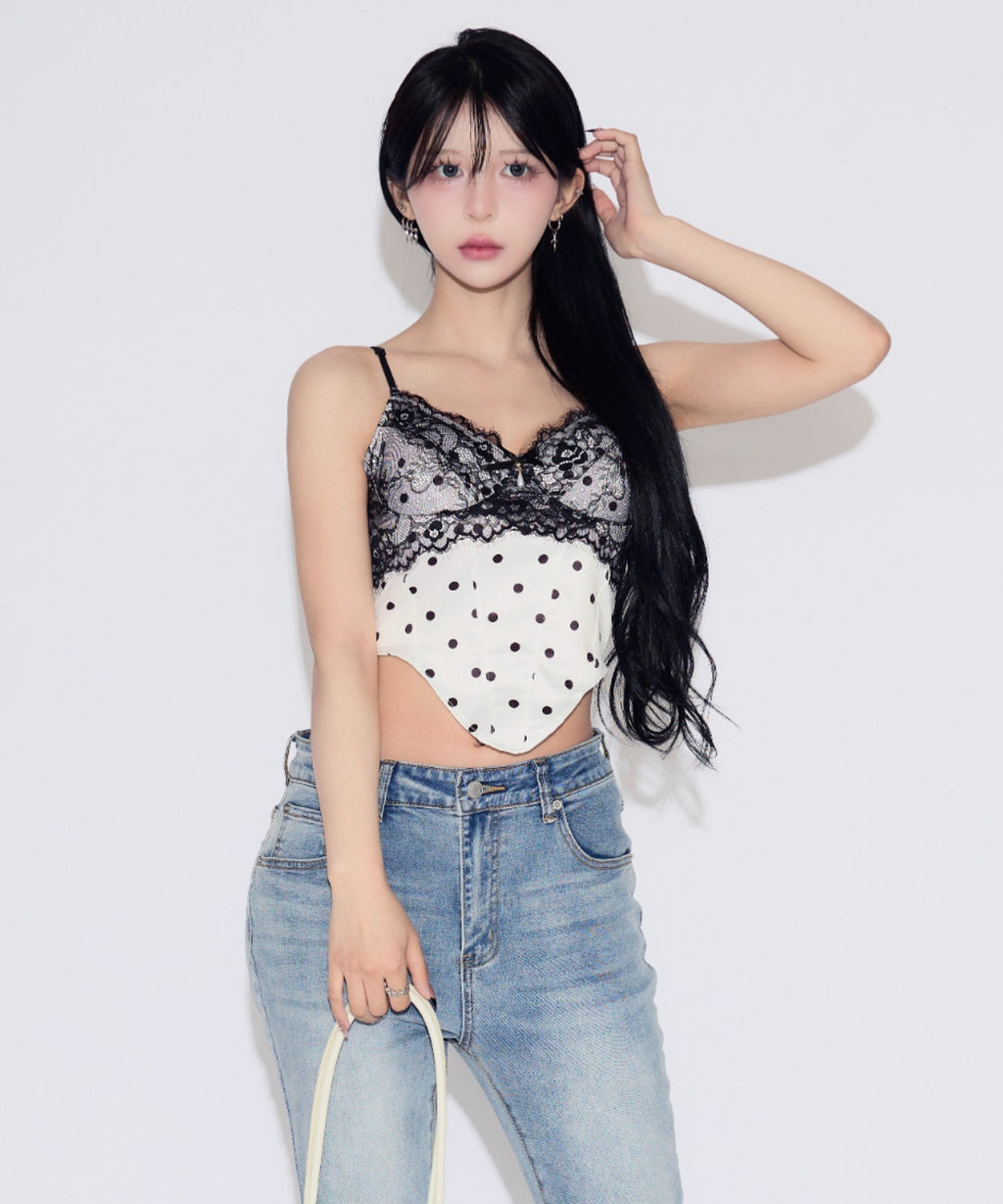 Dot Lace Camisole / ドットレースキャミソール カップ付
