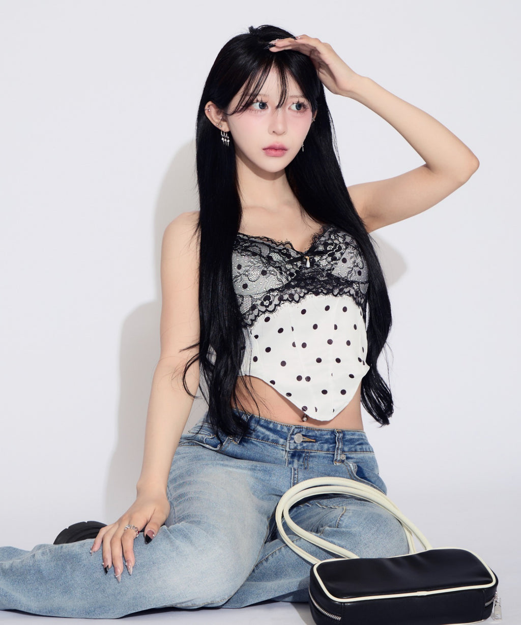 Dot Lace Camisole / ドットレースキャミソール カップ付