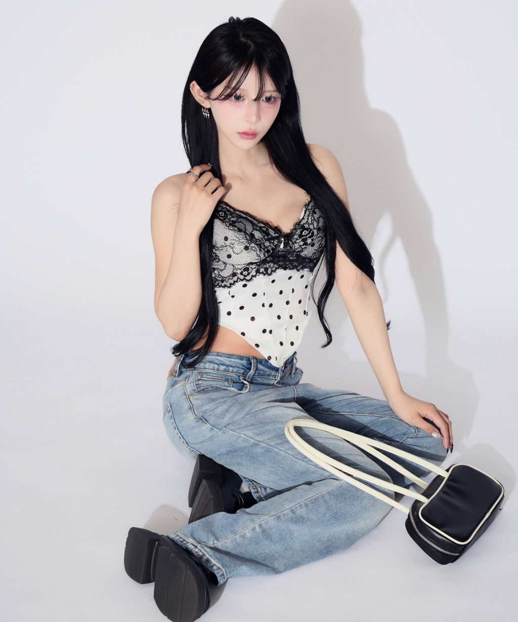 Dot Lace Camisole / ドットレースキャミソール カップ付
