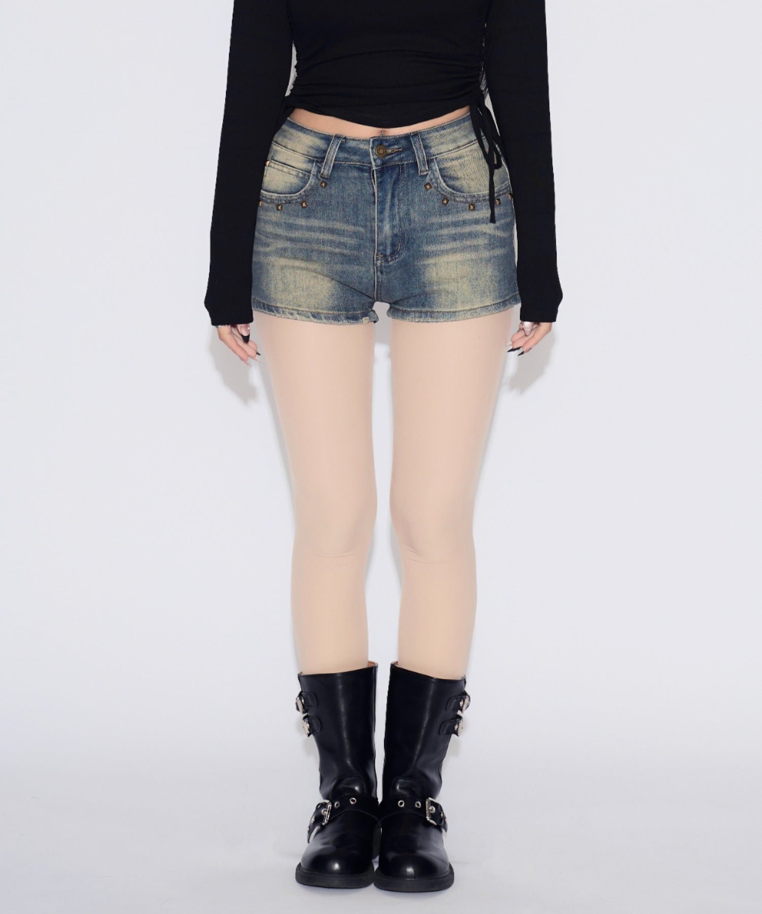 Studded Short Fade Denim / スタッズフェードショートデニム