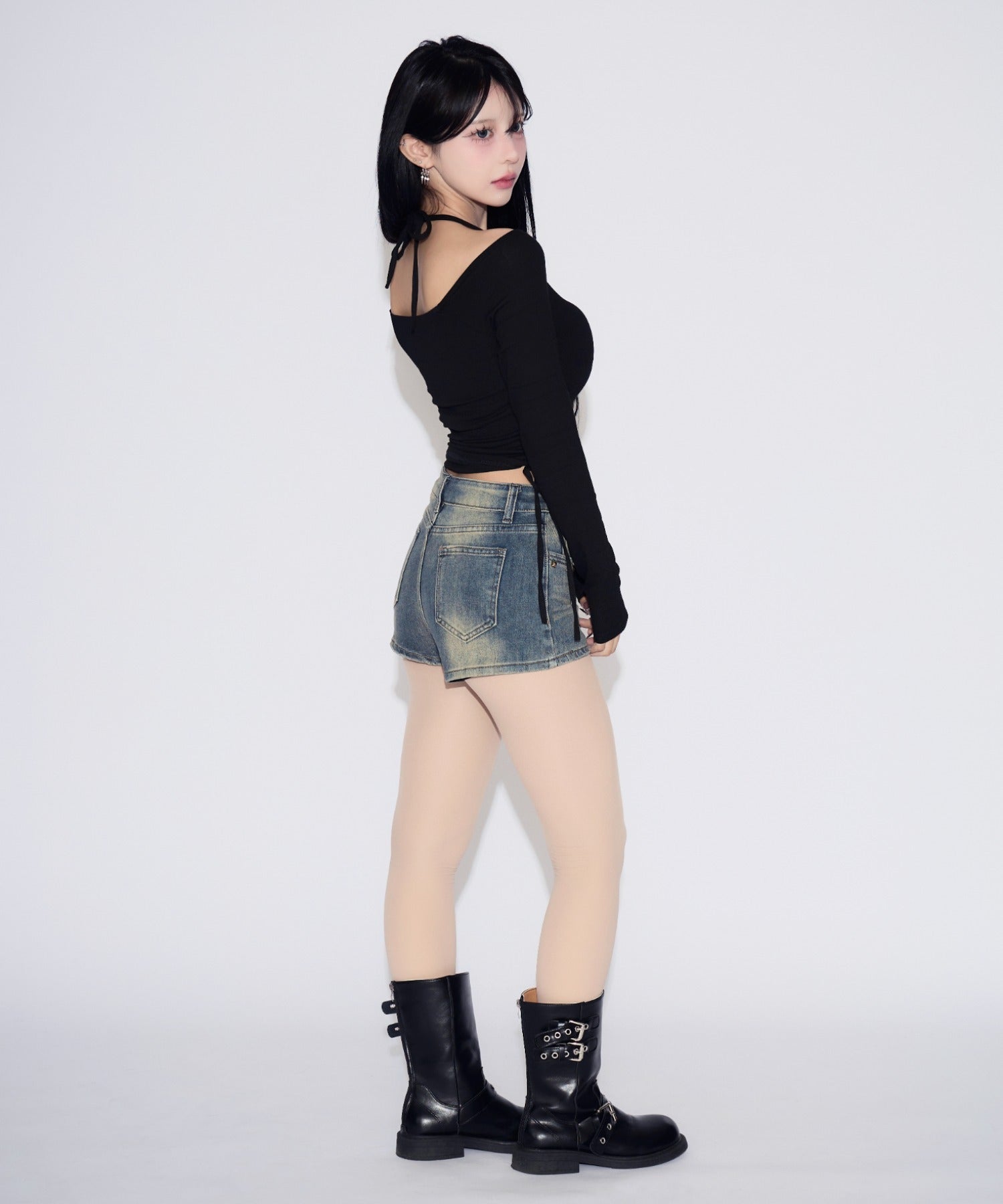 Studded Short Fade Denim / スタッズフェードショートデニム