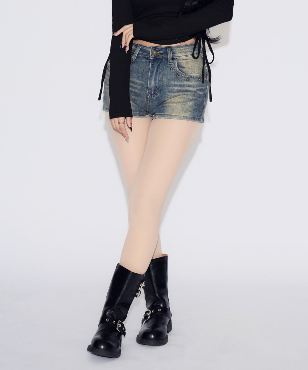 Studded Short Fade Denim / スタッズフェードショートデニム