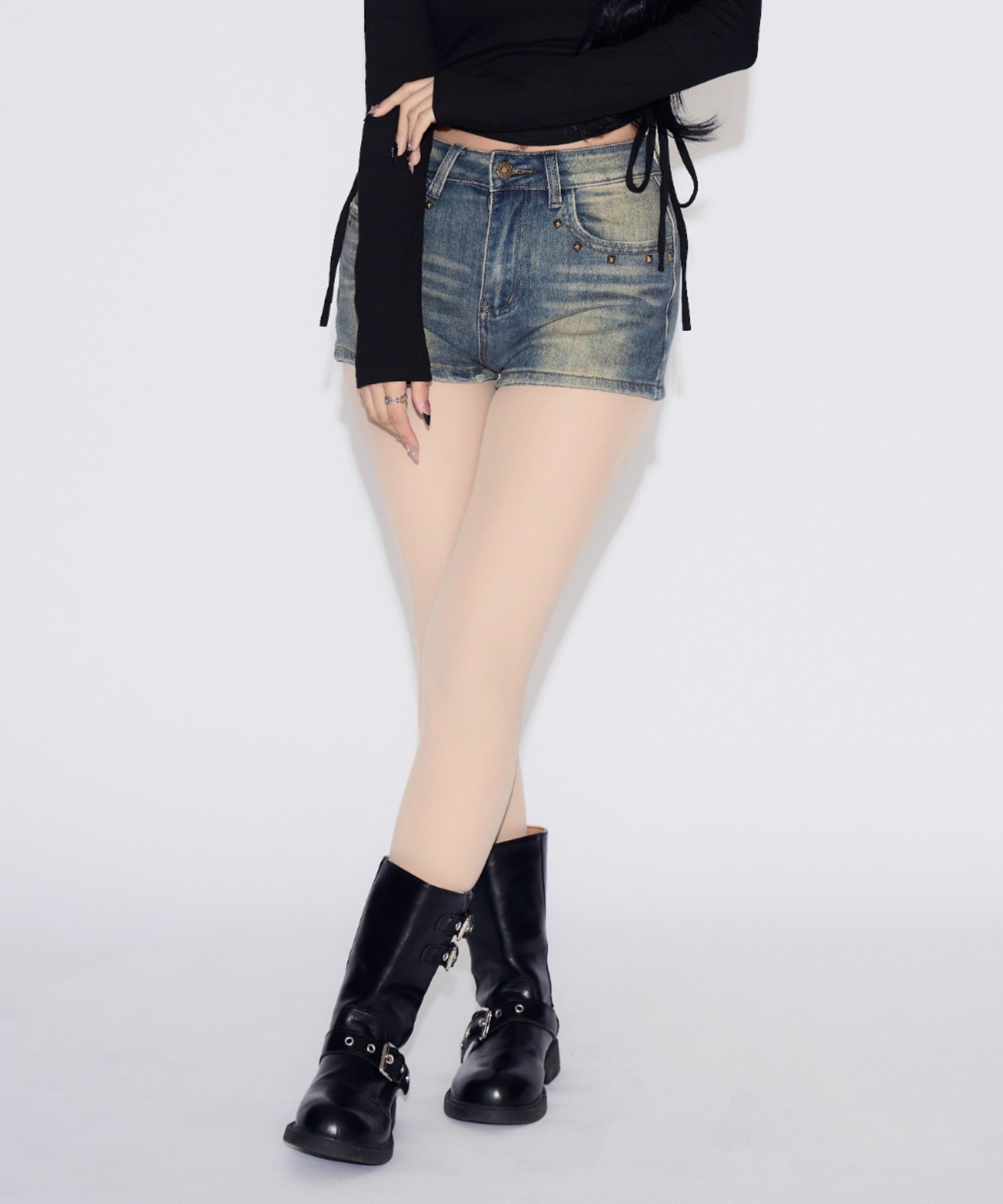 Studded Short Fade Denim / スタッズフェードショートデニム
