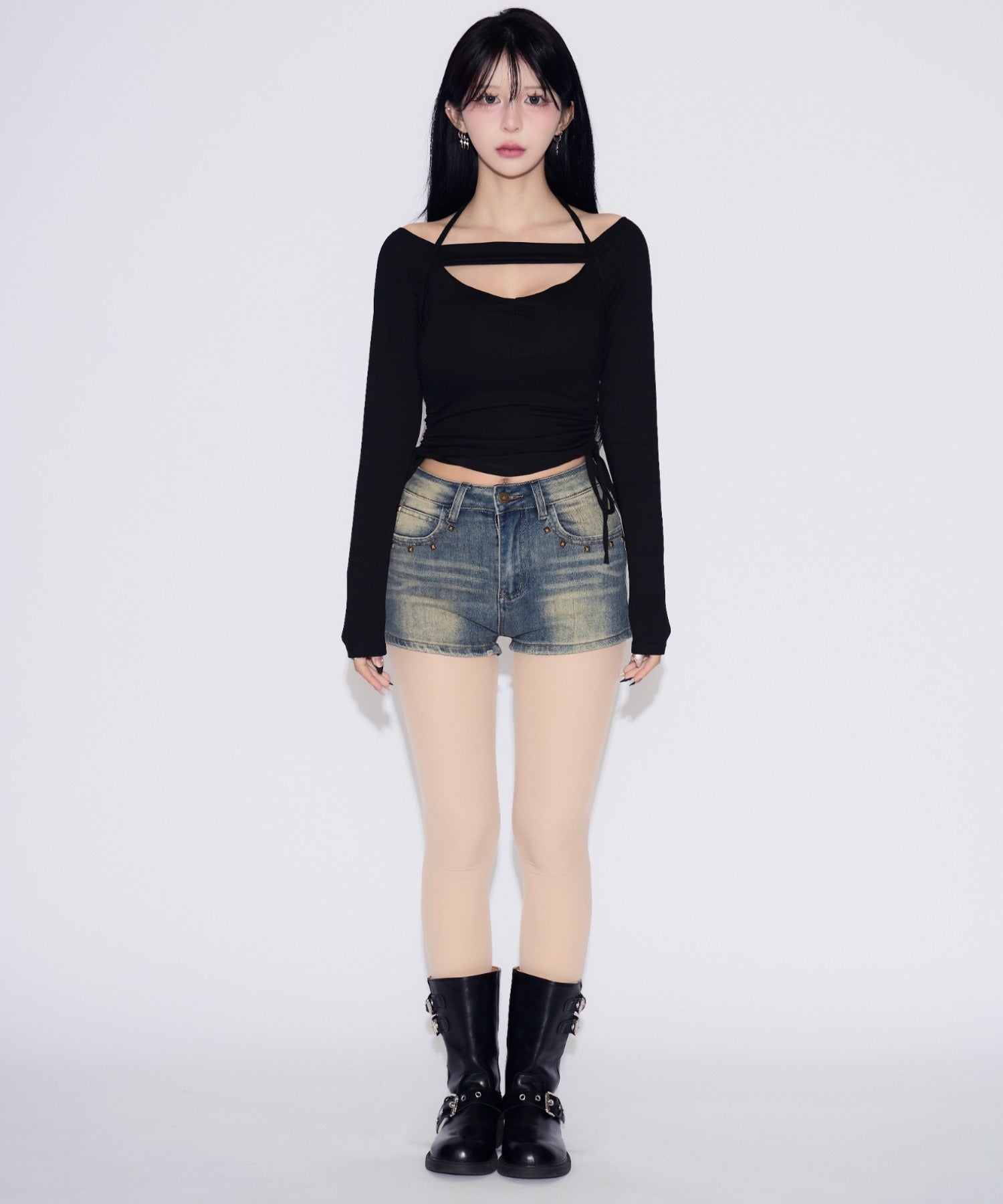 Studded Short Fade Denim / スタッズフェードショートデニム