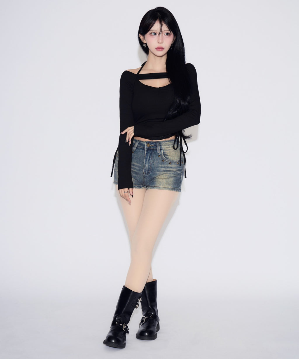 Studded Short Fade Denim / スタッズフェードショートデニム