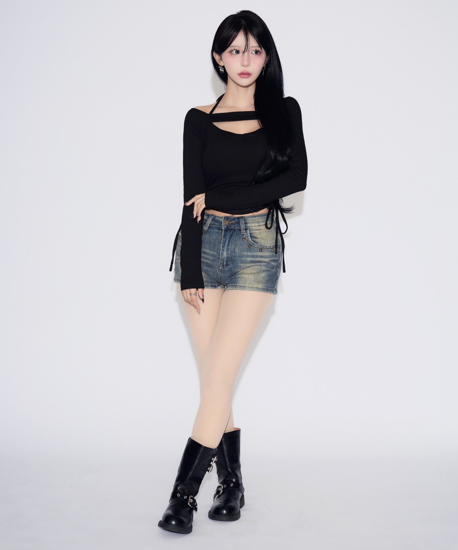 Studded Short Fade Denim / スタッズフェードショートデニム