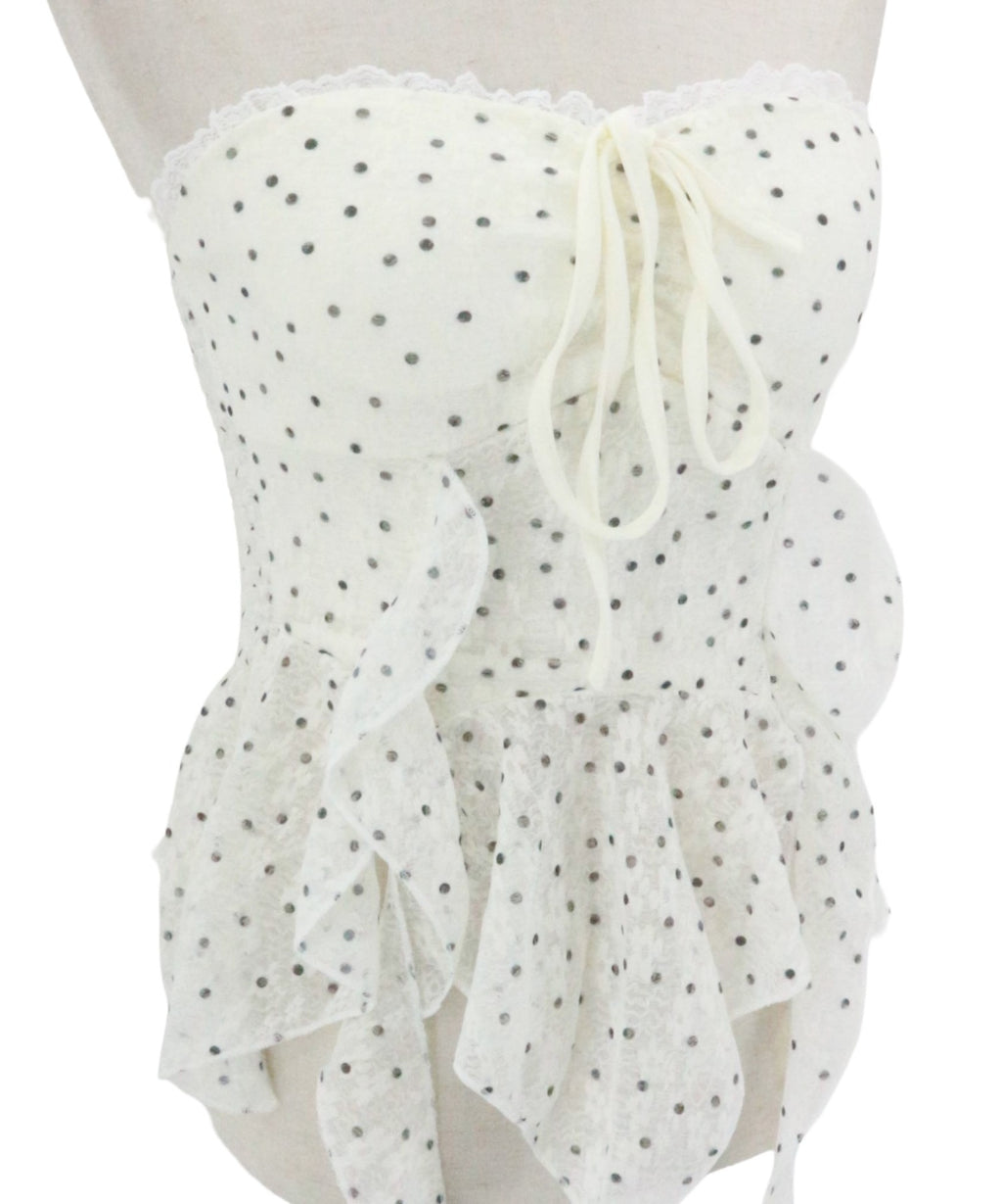 Sheer Dot Hem Cami Blouse / シアードットヘムキャミブラウス カップ付
