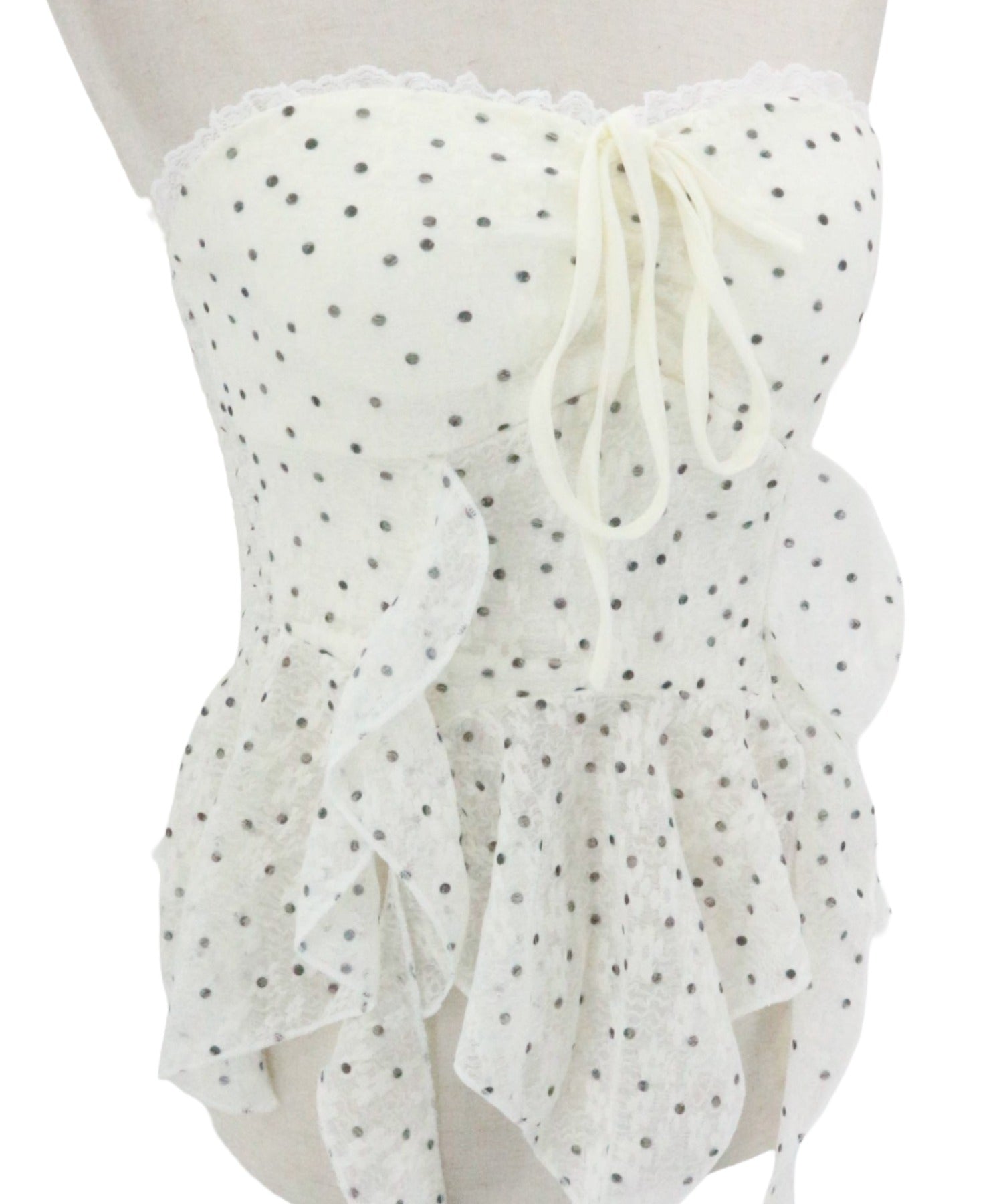 Sheer Dot Hem Cami Blouse / シアードットヘムキャミブラウス カップ付