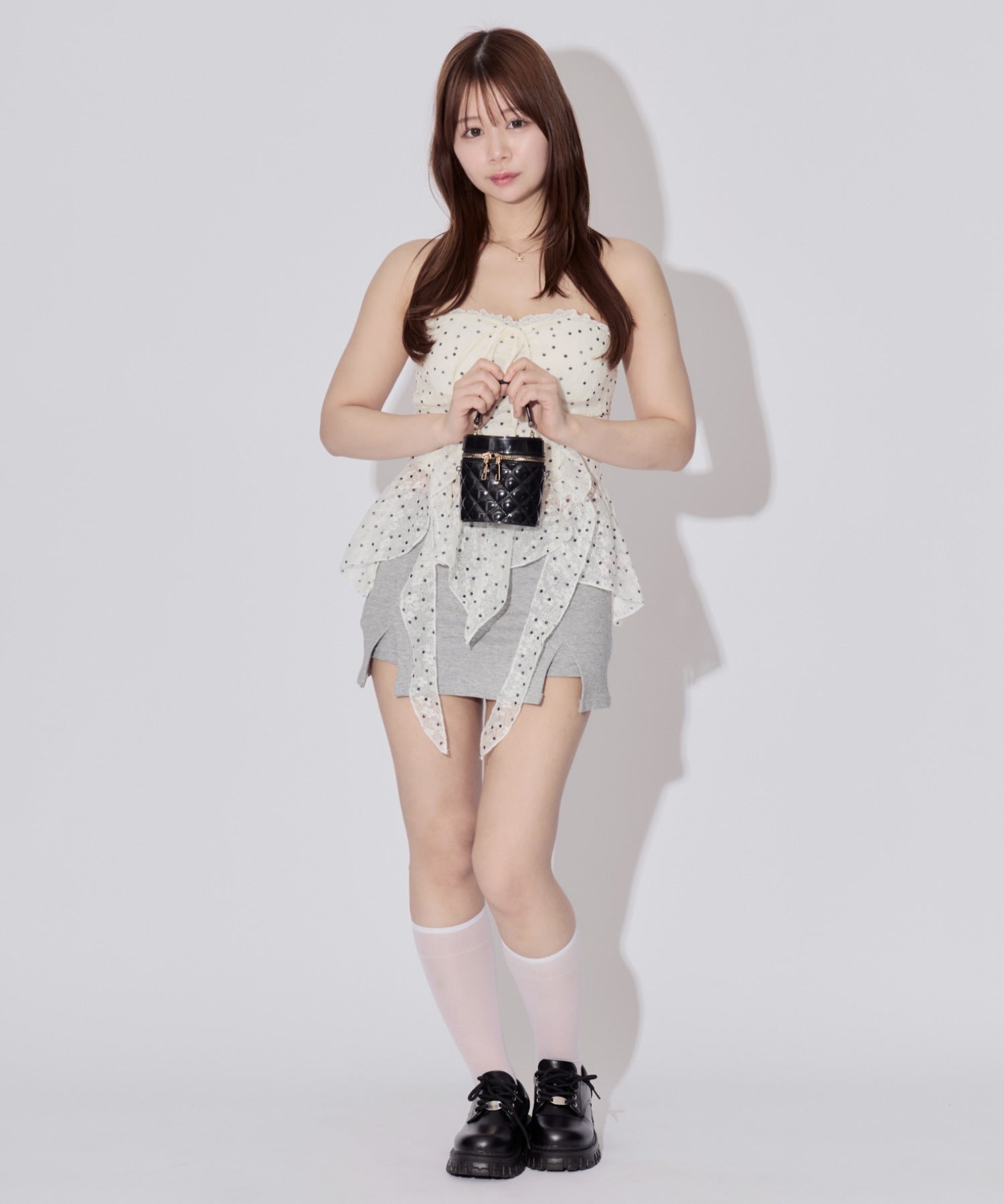 Sheer Dot Hem Cami Blouse / シアードットヘムキャミブラウス カップ付