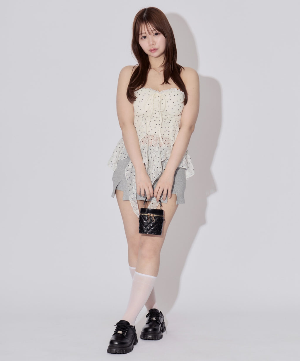 Sheer Dot Hem Cami Blouse / シアードットヘムキャミブラウス カップ付