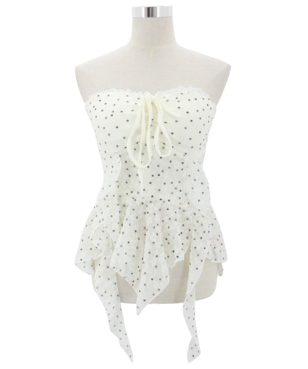 Sheer Dot Hem Cami Blouse / シアードットヘムキャミブラウス カップ付