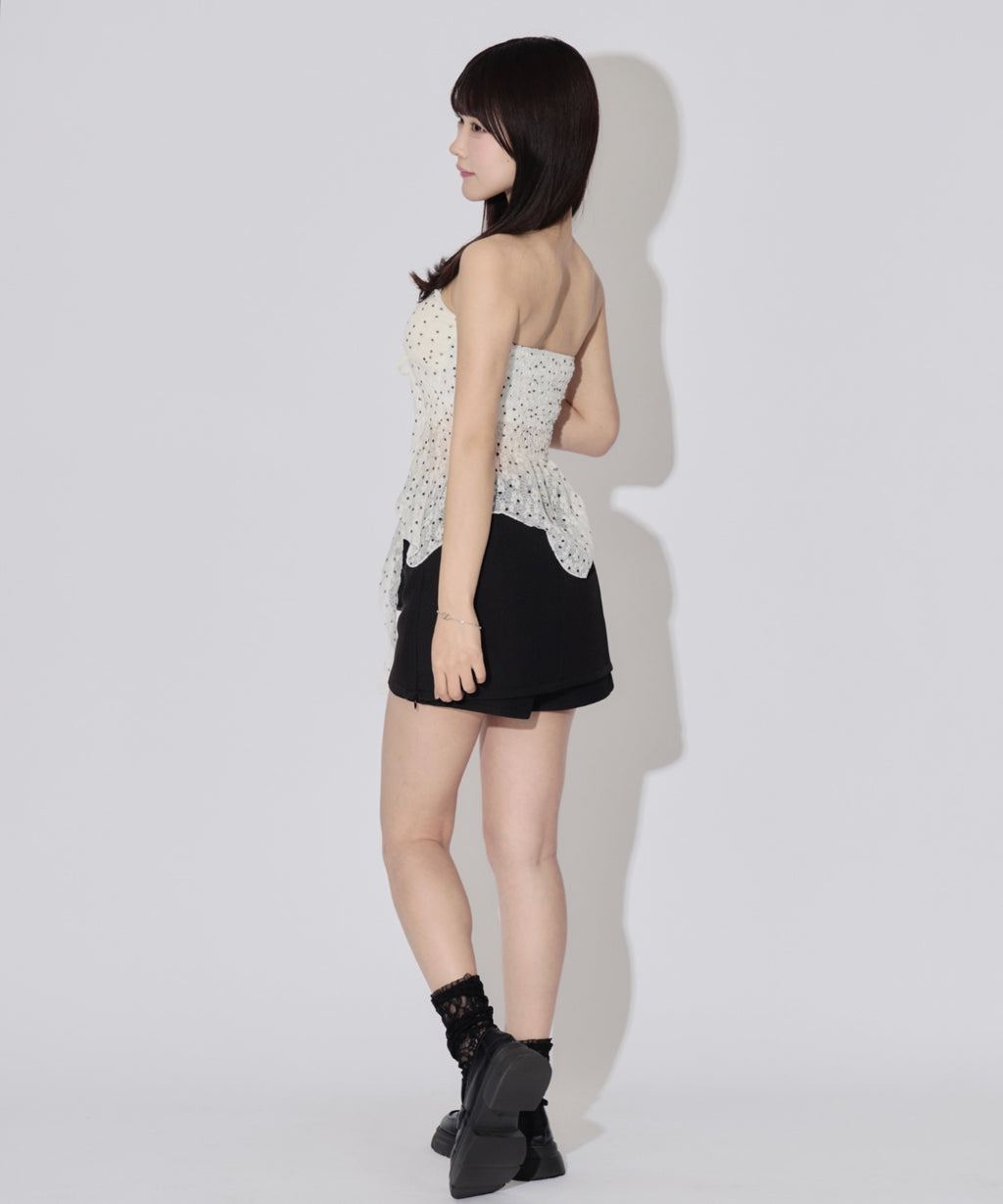 Sheer Dot Hem Cami Blouse / シアードットヘムキャミブラウス カップ付