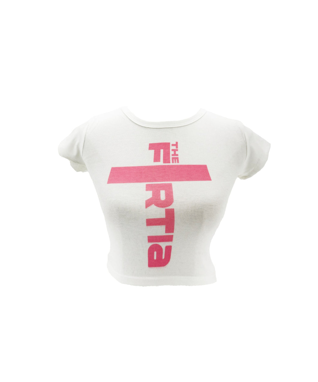 【8iuxu_× tinkerend】Vertical Logo Rib Crop Tee / バーティカルロゴリブクロップドTシャツ