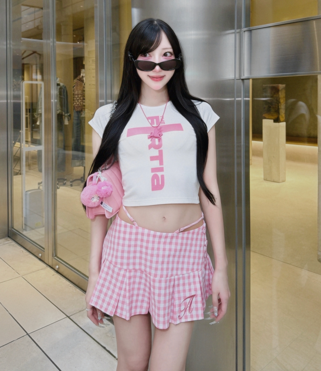 【8iuxu_× tinkerend】Vertical Logo Rib Crop Tee / バーティカルロゴリブクロップドTシャツ